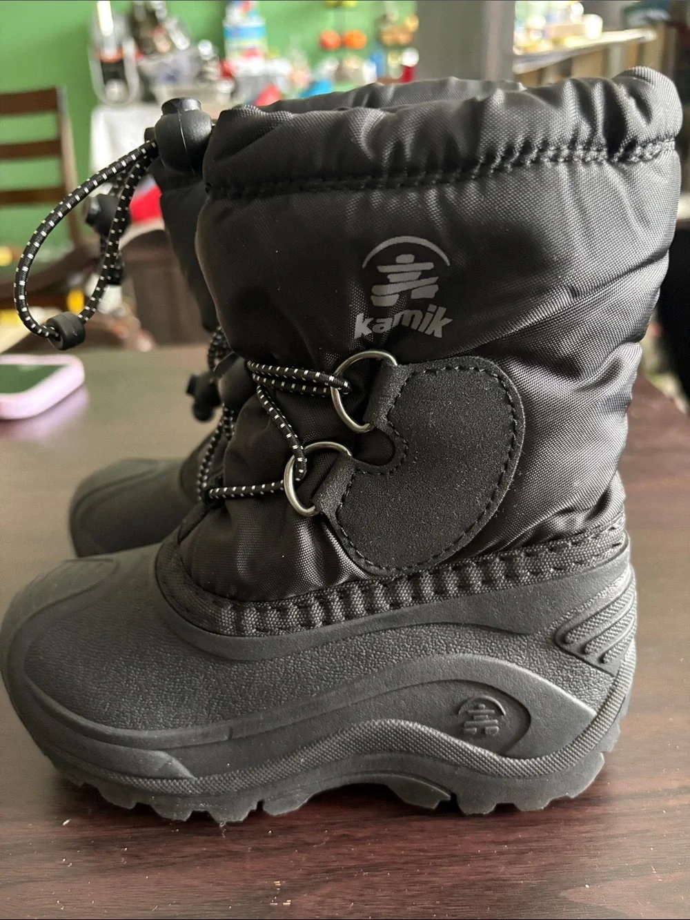 Kamik Kids Black Snow Boots with Bungee Toggle